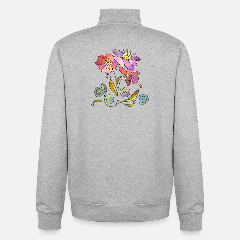 Fleur - Sweat zippé unisexe en coton bio Stanley/Stella - gris chiné