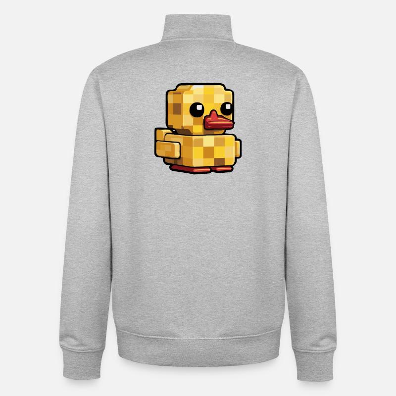 Pixel Duck Rétro Look - Sweat zippé unisexe en coton bio Stanley/Stella - gris chiné