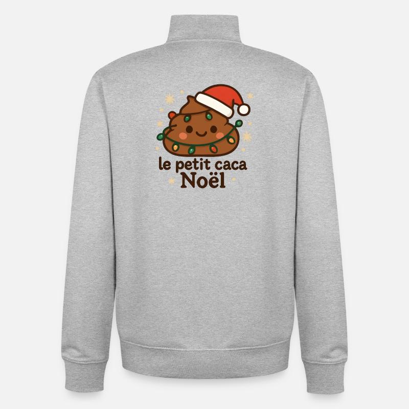 Petit cacao Noël éclairé avec guirlande - Sweat zippé unisexe en coton bio Stanley/Stella - gris chiné