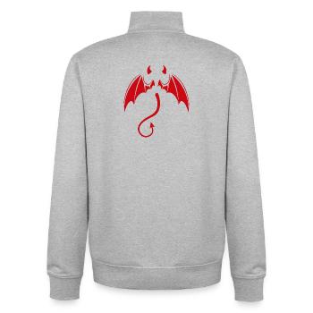 Red Demon Dragon with Wings - Unisex Organic Zip Sweatshirt by Stanley/Stella - heather grey - Back - AI Model Male 185 light (185cm)