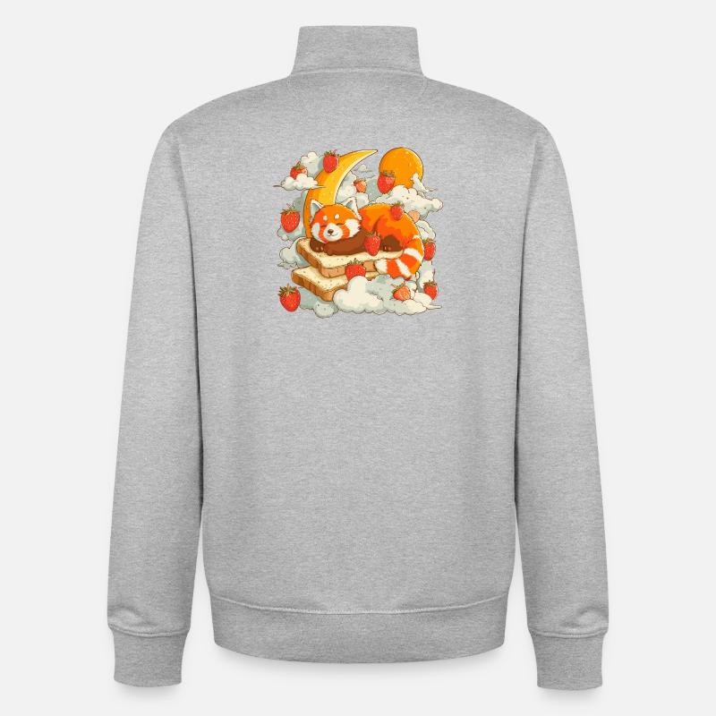 Renard du Petit-déjeuner de la Lune - Sweat zippé unisexe en coton bio Stanley/Stella - gris chiné