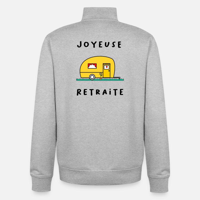JOYEUSE RETRAITE. RETRAITE. RETRAITEE. RETRAITE - Sweat zippé unisexe en coton bio Stanley/Stella - gris chiné