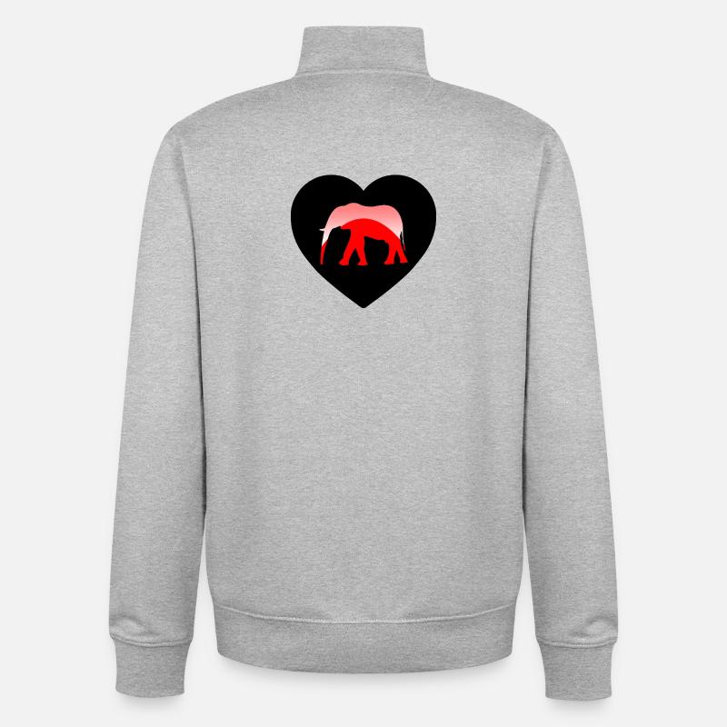 Éléphant - Sweat zippé unisexe en coton bio Stanley/Stella - gris chiné