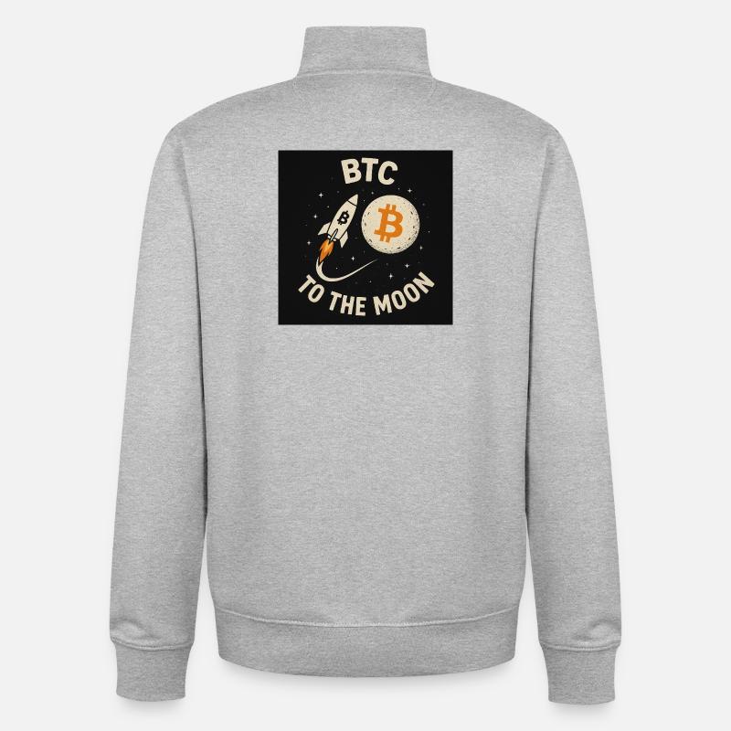 BTC to the Moon - Unisex Organic Zip Sweatshirt von Stanley/Stella - Grau meliert