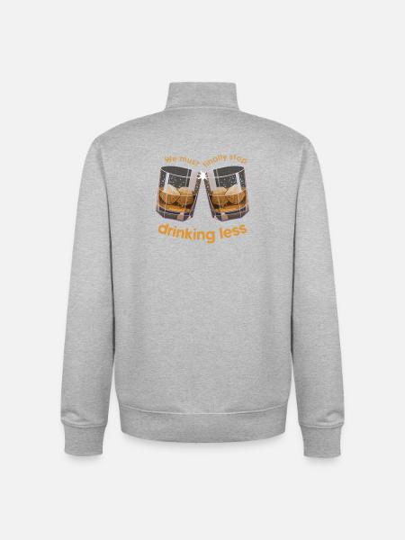 Cracking glasses Drink less - Unisex Organic Zip Sweatshirt by Stanley/Stella - heather grey