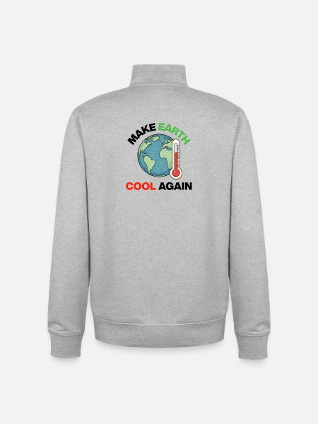 Make Earth Cool Again – Act Now - Unisex Organic Zip Sweatshirt by Stanley/Stella - heather grey