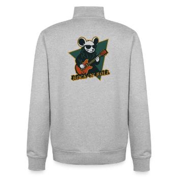 Maus mit Gitarre Cooles Cartoon - Unisex Organic Zip Sweatshirt von Stanley/Stella - Grau meliert - Hinten - AI Model Male 185 light (185cm)