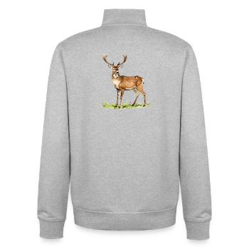 Forest watercolor deer - Unisex Organic Zip Sweatshirt by Stanley/Stella - heather grey - Back - AI Model Male 185 light (185cm)