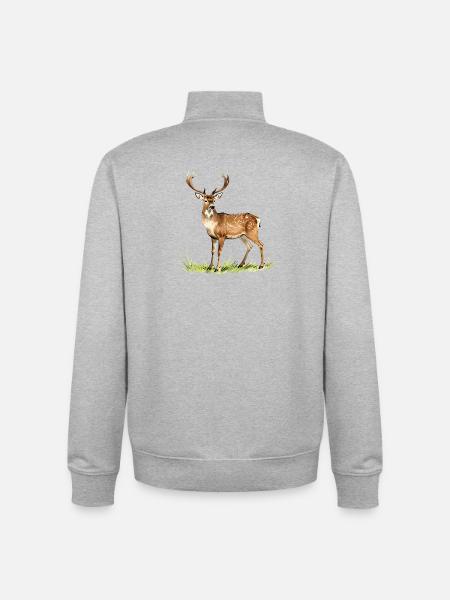 Wald-Aquarellhirsch - Unisex Organic Zip Sweatshirt von Stanley/Stella - Grau meliert
