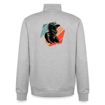 Conception compacte du motocross - Sweat zippé unisexe en coton bio Stanley/Stella - gris chiné - Dos - AI Model Male 185 light (185cm)