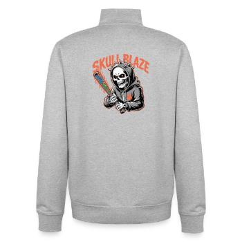 Skull Blaze Graffiti Skull - Unisex Organic Zip Sweatshirt by Stanley/Stella - heather grey - Back - AI Model Male 185 light (185cm)