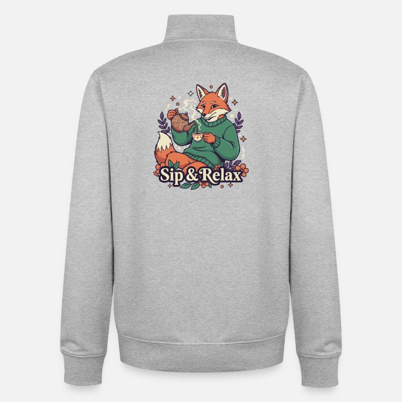 Fuchs Teezeit – Ruhe genießen - Unisex Organic Zip Sweatshirt von Stanley/Stella - Grau meliert