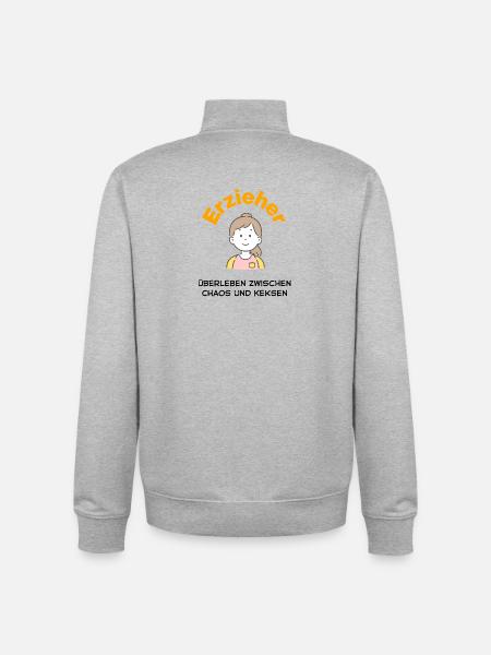 Éducatrice – Héroïne entre chaos et biscuits - Sweat zippé unisexe en coton bio Stanley/Stella - gris chiné
