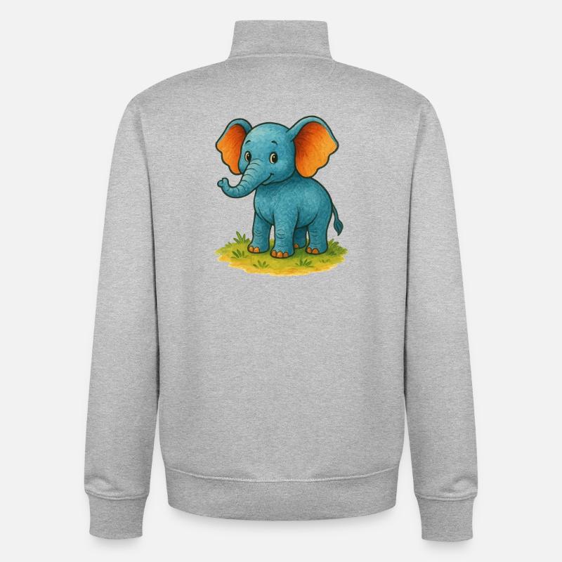 Elephant Comic - Sweat zippé unisexe en coton bio Stanley/Stella - gris chiné