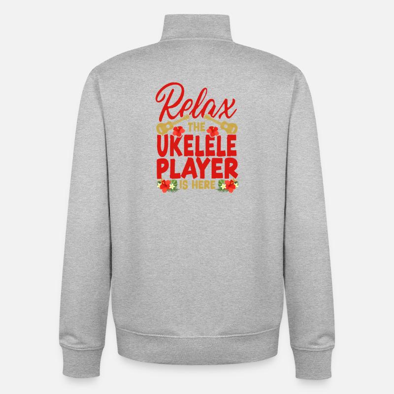 Hawaiian Ukulele Uke Relax The - Unisex Organic Zip Sweatshirt von Stanley/Stella - Grau meliert