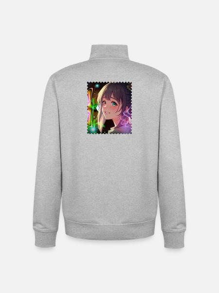 Magical Neon Dream Heroine - Unisex Organic Zip Sweatshirt by Stanley/Stella - heather grey