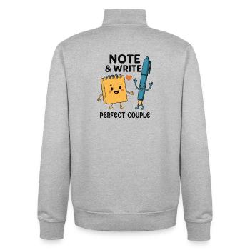 Note & Write Perfect Couple Fun Design - Unisex Organic Zip Sweatshirt by Stanley/Stella - heather grey - Back - AI Model Male 185 light (185cm)