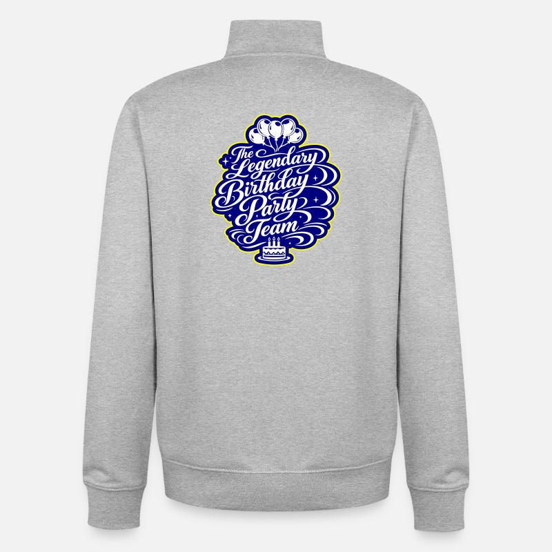 Équipe d’anniversaire qui dit - Sweat zippé unisexe en coton bio Stanley/Stella - gris chiné