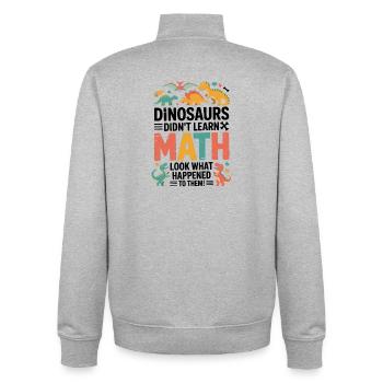 Citation drôle d’un professeur de dinosaures n’a pas appris les maths - Sweat zippé unisexe en coton bio Stanley/Stella - gris chiné - Dos - AI Model Male 185 light (185cm)