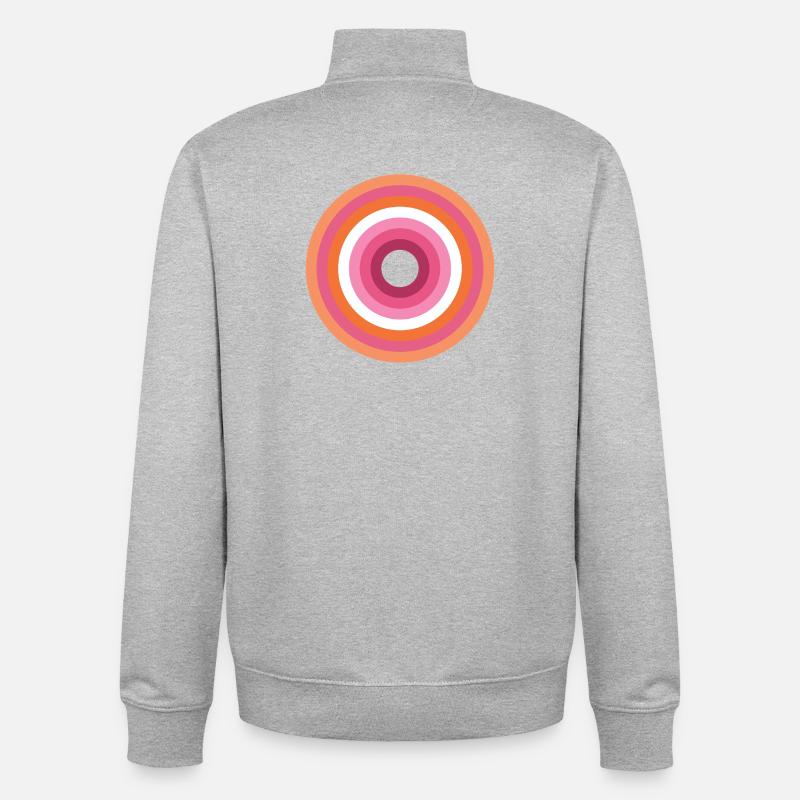 Palette Concentric Ring Lesbienne LGBTQ - Sweat zippé unisexe en coton bio Stanley/Stella - gris chiné