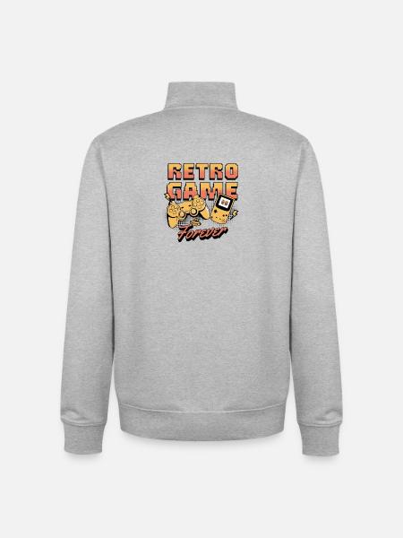 Retro Game Forever | Vintage Gamingkleding - Unisex sweater met rits van biologisch katoen Stanley/Stella - grijs gemêleerd