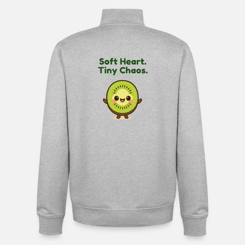 Softe Herz Tiny Chaos Kiwi - Unisex Organic Zip Sweatshirt von Stanley/Stella - Grau meliert