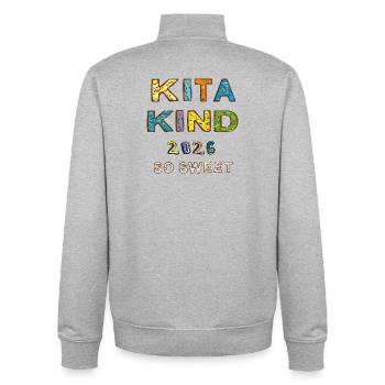 Kita Kind 2026 - Sweat zippé unisexe en coton bio Stanley/Stella - gris chiné - Dos - AI Model Male 185 light (185cm)
