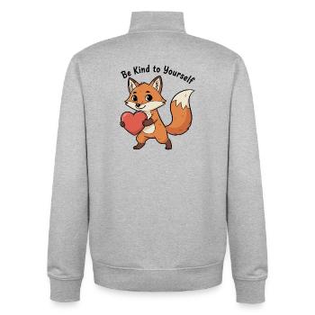 Niedlicher Fuchs mit Herz - Unisex Organic Zip Sweatshirt von Stanley/Stella - Grau meliert - Hinten - AI Model Male 185 light (185cm)