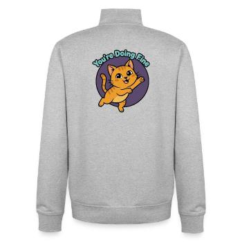 Katzen-Mutmacher: You're Doing Fine - Unisex Organic Zip Sweatshirt von Stanley/Stella - Grau meliert - Hinten - AI Model Male 185 light (185cm)