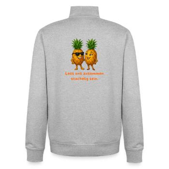 Duo ananas : Épineux ensemble - Sweat zippé unisexe en coton bio Stanley/Stella - gris chiné - Dos - AI Model Male 185 light (185cm)