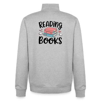lire des livres - Sweat zippé unisexe en coton bio Stanley/Stella - gris chiné - Dos - AI Model Male 185 light (185cm)
