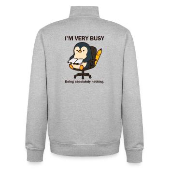 Very Busy Penguin - Unisex Organic Zip Sweatshirt by Stanley/Stella - heather grey - Back - AI Model Male 185 light (185cm)