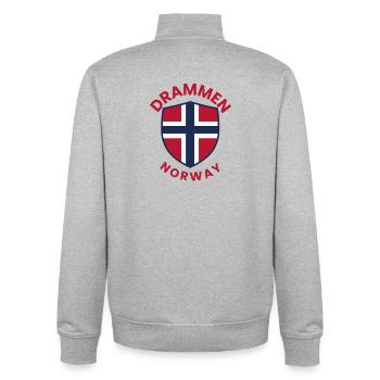 Drammen-Norwegen-Schildemblem - Unisex Organic Zip Sweatshirt von Stanley/Stella - Grau meliert - Hinten - AI Model Male 185 light (185cm)