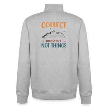 Mountains - Collect Memories Not Things - Unisex Organic Zip Sweatshirt by Stanley/Stella - heather grey - Back - AI Model Male 185 light (185cm)