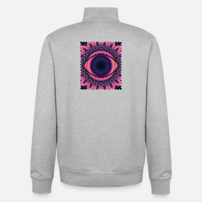 Psychedelisches Augenmandala - Unisex Organic Zip Sweatshirt von Stanley/Stella - Grau meliert