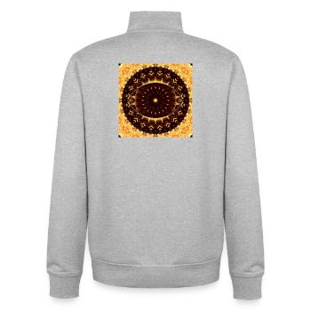 Mandala de l’Œil de Feu - Sweat zippé unisexe en coton bio Stanley/Stella - gris chiné - Dos - AI Model Male 185 light (185cm)