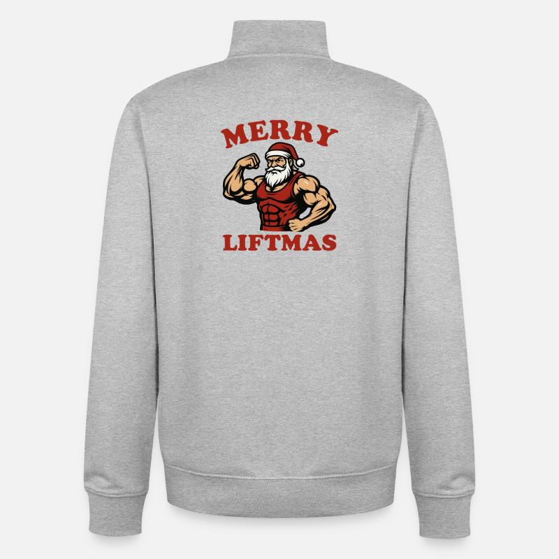 Joyeux Noël, Joyeux Père Noël, Où - Sweat zippé unisexe en coton bio Stanley/Stella - gris chiné
