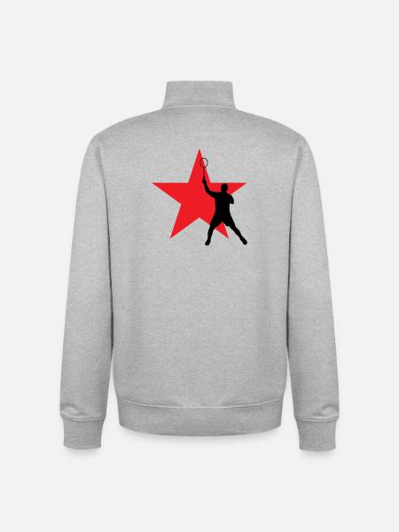 Badminton - Sport - Racket - Unisex Organic Zip Sweatshirt by Stanley/Stella - heather grey