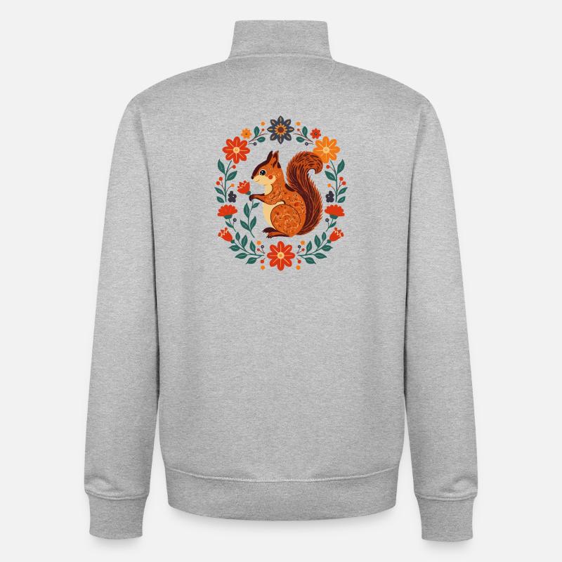 Blumenkranz-Eichhörnchen - Unisex Organic Zip Sweatshirt von Stanley/Stella - Grau meliert