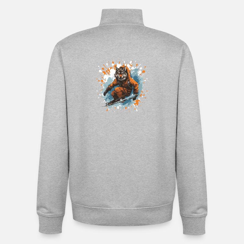 Wolf Snowboard - Unisex Organic Zip Sweatshirt von Stanley/Stella - Grau meliert