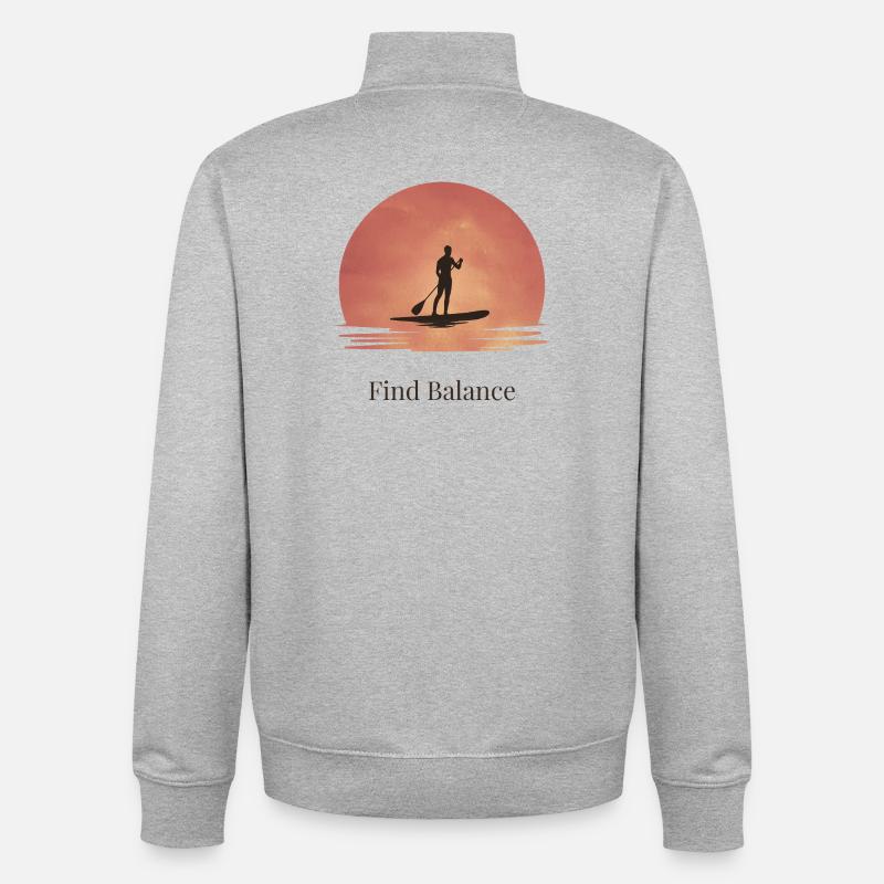 Sunset SUP – Tranquility on the water - Unisex Organic Zip Sweatshirt by Stanley/Stella - heather grey