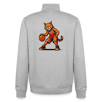 Basketball Cat Blaze - Unisex Organic Zip Sweatshirt by Stanley/Stella - heather grey - Back - AI Model Male 185 light (185cm)