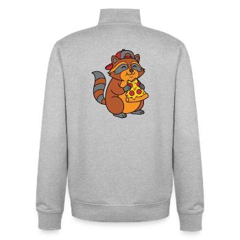 Cadeau drôle de panda déchet-de-pizza mangeant de la pizza - Sweat zippé unisexe en coton bio Stanley/Stella - gris chiné - Dos - AI Model Male 185 light (185cm)