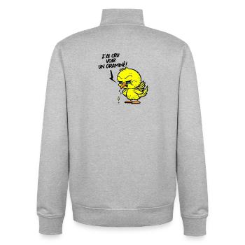 I THOUGHT I SAW A GRASS! - Unisex Organic Zip Sweatshirt by Stanley/Stella - heather grey - Back - AI Model Male 185 light (185cm)