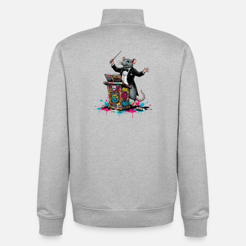 Dirigent | Graffiti-Ratten-DJ Gala - Unisex Organic Zip Sweatshirt von Stanley/Stella - Grau meliert