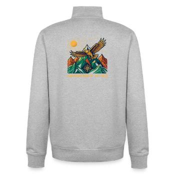 adventure awaits - Unisex Organic Zip Sweatshirt by Stanley/Stella - heather grey - Back - AI Model Male 185 light (185cm)