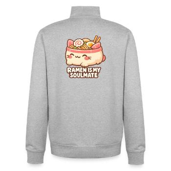Ramen Katze Kawaii - Unisex Organic Zip Sweatshirt von Stanley/Stella - Grau meliert - Hinten - AI Model Male 185 light (185cm)