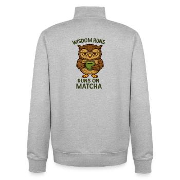 Matcha Eule / Uhu - Unisex Organic Zip Sweatshirt von Stanley/Stella - Grau meliert - Hinten - AI Model Male 185 light (185cm)