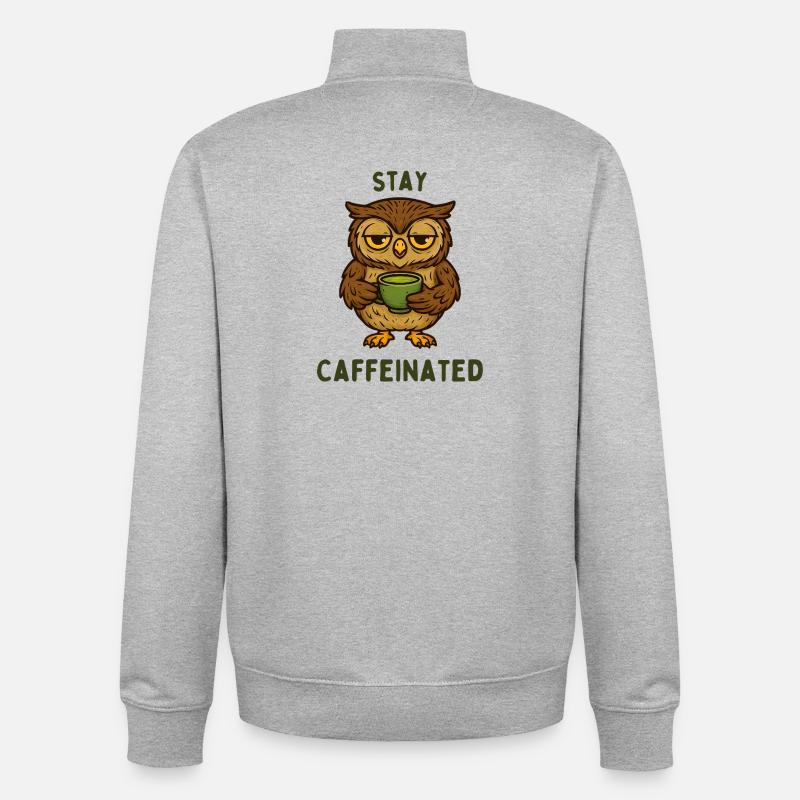 Bleib Kaffeiniert – Eulenmotiv - Unisex Organic Zip Sweatshirt von Stanley/Stella - Grau meliert
