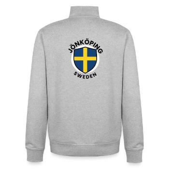Jönköping-Schild Schweden - Unisex Organic Zip Sweatshirt von Stanley/Stella - Grau meliert - Hinten - AI Model Male 185 light (185cm)